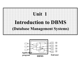 Unit 1 Introduction to DBMS