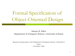 Presentation: Formal specification of object