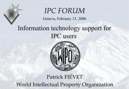 IT support for reformed IPC - World Intellectual Property
