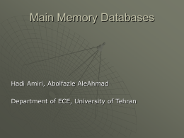 Top Main Memory DBs - University of Tehran