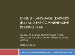 English Language Learners and the Comprehensive …