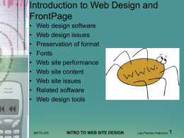 Intro to Web Site Design and Microsoft FrontPage