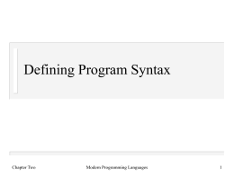 Defining Program Syntax