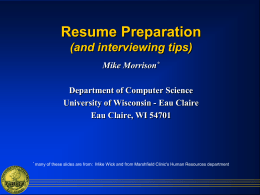 Writing an Effective Resume - Department of Computer