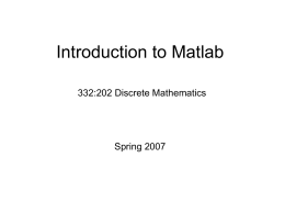 Matlab Review - WINLAB Home: Welcome