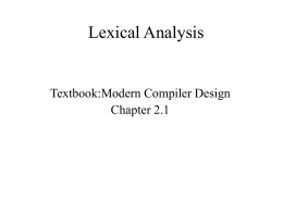 Lexical Analysis - The Blavatnik School of Computer Science
