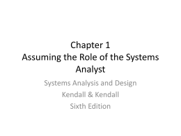 Chapter 1 Assuming The Role Of The Systems Analyst
