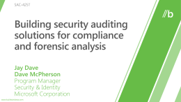 SAC-425T: Building security auditing solutions for