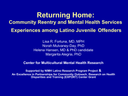 Returning Home Community Reentry and Mental Health