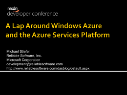 A Lap Around Windows Azure and the Azure Services