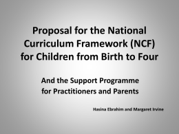 Proposal for the National Curriculum Framework for