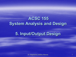 System Analysis and Design SUBJECT CODE: ACSC 155