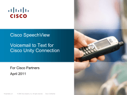 Cisco SpeechView Overview for Partners Solution Overview