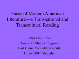 Faces of Modern American Literature—a Transnational and