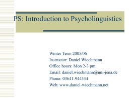 PS: Introduction to Psycholinguistics - db