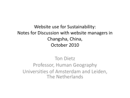 Website use for Sustainability: Notes for Discussion with