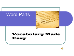 Word Parts - Fort Bend ISD