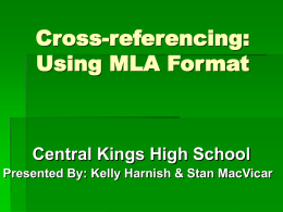 Using MLA Format - Nova Scotia Department of Education
