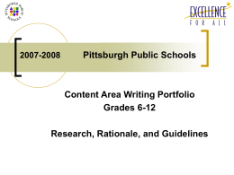 2007-2008 Secondary Writing Portfolio Pittsburgh Public