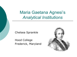 Maria Gaetana Agnesi’s Analytical Institutions