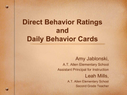 Daily Behavior Cards RtI/PBS - North Carolina Public Schools
