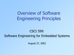 Overview of Software Engineering Principles