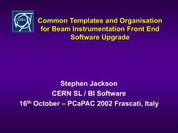 Common Templates and Organisation for Beam …