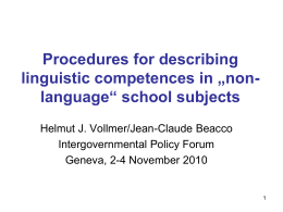 Procedures for describing linguistic competences in „non