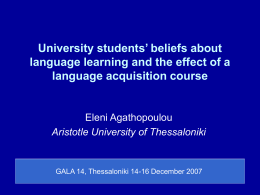 University students’ beliefs about language learning and