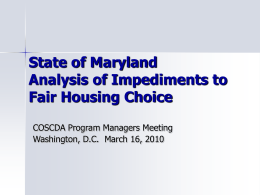State of Maryland Analysis of Impediments to Fair …