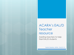 ACARA’s EAL/D Teacher resource