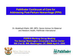 Pathfinder continuum of care for addressing PPH