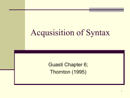 Acqusisition of Syntax Wh