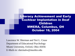 Early Cochlear Implantation and Academic Achievement