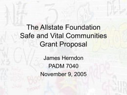 The Allstate Foundation Safe and Vital Communities …
