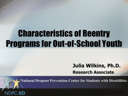 The Characteristics of Reentry Programs for Out-of
