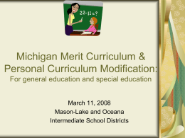 Michigan Merit Curriculum Personal Curriculum …