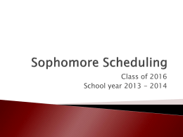 Sophomore Scheduling - Forest Hills Local School District