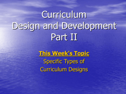 Overview of Curriculum Design and Development Part I