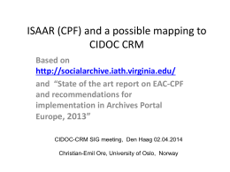 ISAAR (CPF): International Standard Archival Authority
