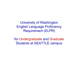 University of Washington English Language Proficiency
