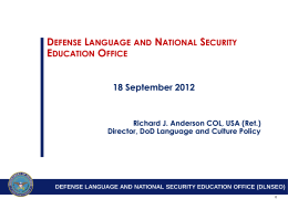 DEFENSE LANGUAGE AND NATIONAL SECURITY …