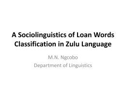 A Sociolinguistics of Loan Words Classification in Zulu