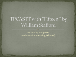 TPCASTT with “Fifteen,” by William Stafford