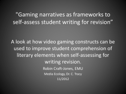 'Gaming narratives as frameworks for writing self …
