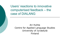REACTIONS TO DIALANG AND ITS FEEDBACK