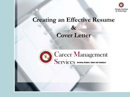 Creating an Effective Resume and Cover Letter