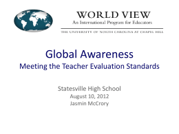 Global Awareness Meeting the Teacher Evaluation Standards