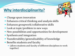 Interdisciplinary, community-based research: Innovative