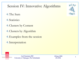 Innovative Algorithms - Outline